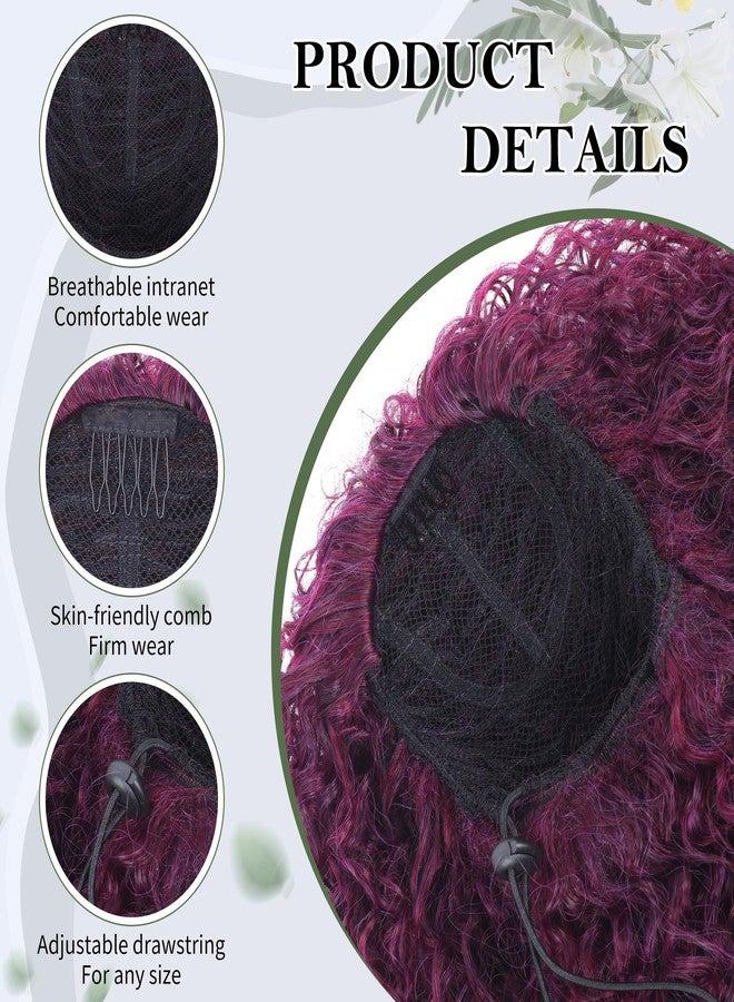 اليبيري وصلة ذيل حصان برباط من أليبيري بطول 27 بوصة للنساء ذوات البشرة السمراء، وصلة ذيل حصان مجعدة للغاية، مصنوعة من شعر صناعي ممزوج بشعر بشري، ذيل حصان مجعد أفريقي للاستخدام اليومي (وردي بنفسجي). - Image 4